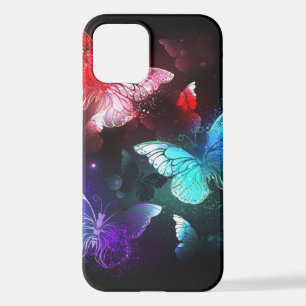 Three Glowing Butterflies on night background iPhone 12 Case