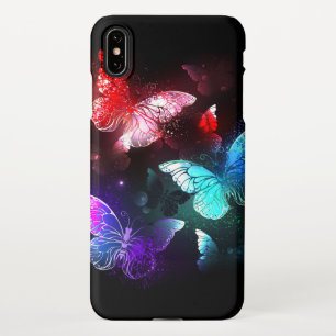 Three Glowing Butterflies on night background iPhone Case
