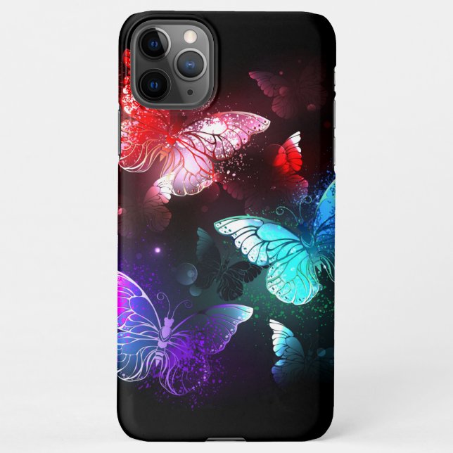 Three Glowing Butterflies on night background iPhone Case (Back)