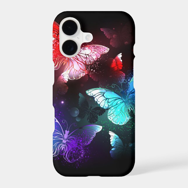 Three Glowing Butterflies on night background Samsung Galaxy Case (Back)