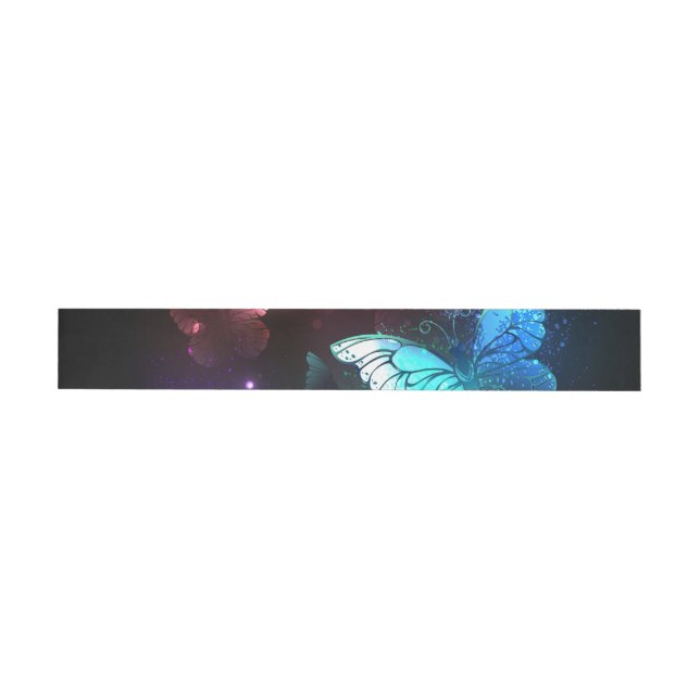 Three Glowing Butterflies on night background Wraparound Address Label (Individual)