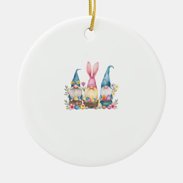Three Gnome Easter Gnome Easter Egg T-Shirt Ceramic Ornament (Front)