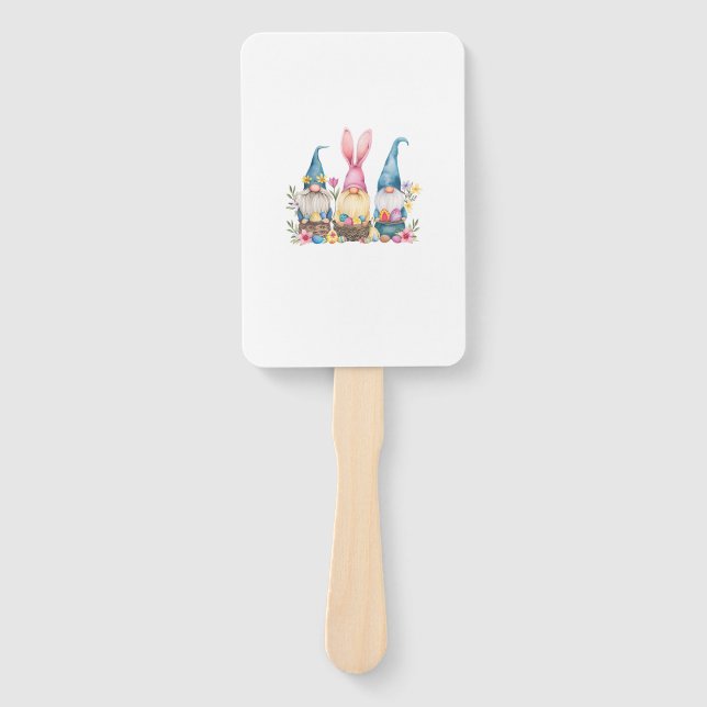 Three Gnome Easter Gnome Easter Egg T-Shirt Hand Fan (Front)
