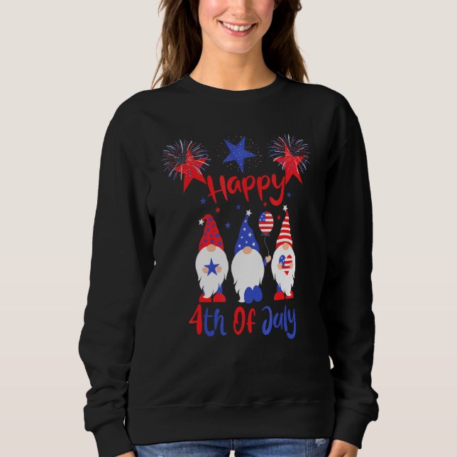 Three Gnome Happy 4th Of July Firework American Fl Sweatshirt (Front)