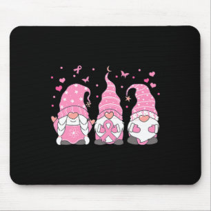 Three Gnome Pink Ribbon Warrior Breast Cancer Awar Mouse Pad