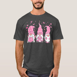 Three Gnome Pink Ribbon Warrior Breast Cancer Awar T-Shirt