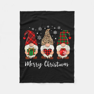Three Gnome Shirt For Women Merry Christmas Buffal Fleece Blanket