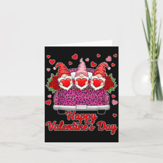 Three Gnomes And Leopard Truck Happy Valentine's D Card