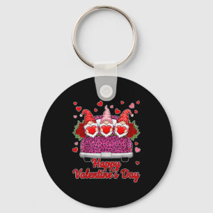 Three Gnomes And Leopard Truck Happy Valentine's D Key Ring