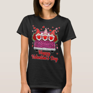 Three Gnomes And Leopard Truck Happy Valentine's D T-Shirt