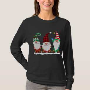 Three Gnomes Buffalo Plaid Matching Family Gnome T-Shirt