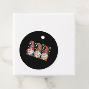 Three Gnomes Buffalo Plaid Red Christmas Favour Tags
