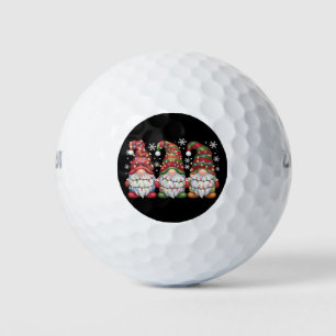 Three Gnomes Buffalo Plaid Red Christmas Golf Balls