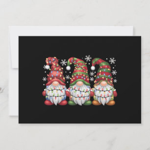 Three Gnomes Buffalo Plaid Red Christmas Holiday Card