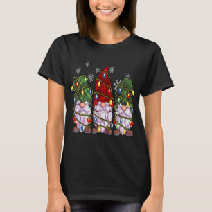 Three Gnomes Buffalo Plaid Red Christmas T-Shirt