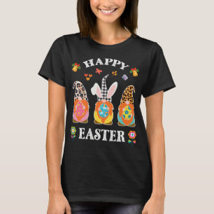 Three Gnomes Bunny Holding Egg Happy Easter Day T-Shirt