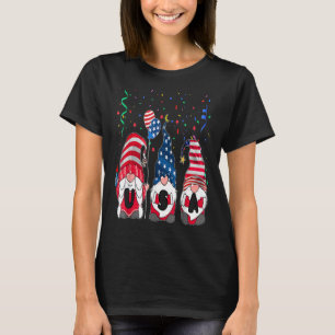 Three Gnomes Celebrating Independence Usa Day 4th T-Shirt