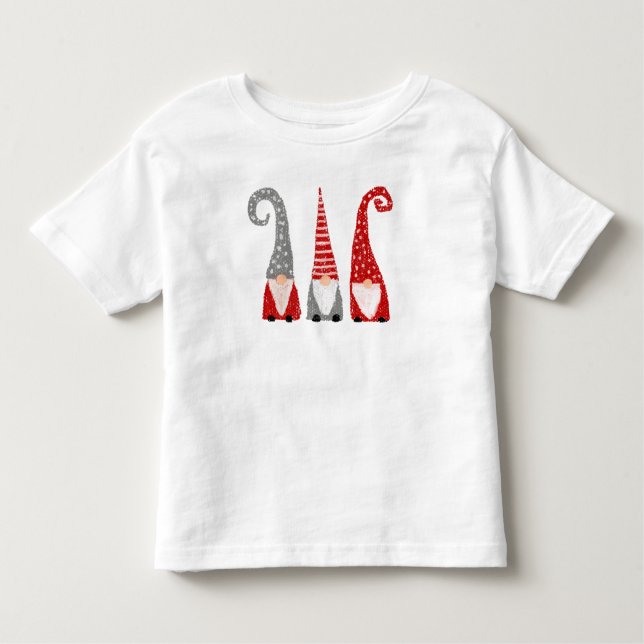 Three Gnomes Christmas Hand Drawn Holiday Funny Toddler T-Shirt (Front)