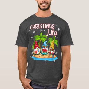 Three Gnomes Christmas In July Summer Beach Vacati T-Shirt