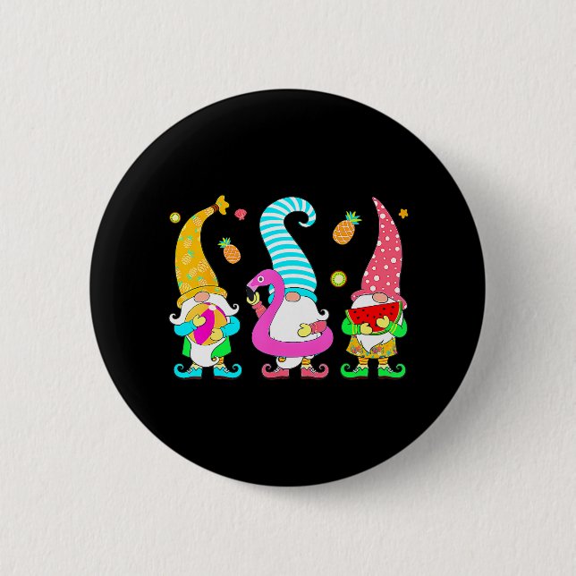 Three Gnomes Christmas In July Summer Funny 6 Cm Round Badge (Front)