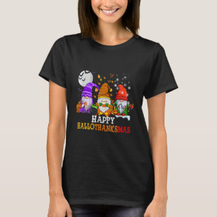 Three Gnomes Hallothanksmas Halloween Christmas Th T-Shirt