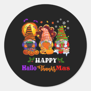 Three Gnomes Halloween Merry Christmas Happy Hallo Classic Round Sticker