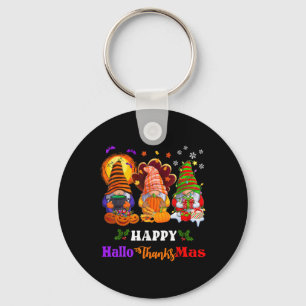 Three Gnomes Halloween Merry Christmas Happy Hallo Key Ring