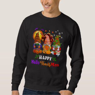 Three Gnomes Halloween Merry Christmas Happy Hallo Sweatshirt