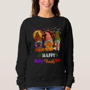 Three Gnomes Halloween Merry Christmas Happy Hallo Sweatshirt