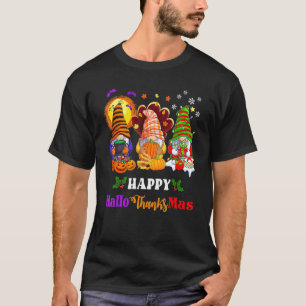 Three Gnomes Halloween Merry Christmas Happy Hallo T-Shirt