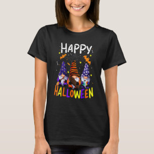 Three Gnomes Happy Halloween Fall Candy Corn Pumpk T-Shirt