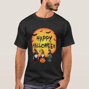 Three Gnomes Happy Halloween Fall Candy Corn Pumpk T-Shirt