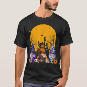 Three Gnomes Happy Halloween Fall Candy Corn Pumpk T-Shirt