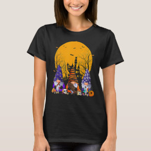 Three Gnomes Happy Halloween Fall Candy Corn Pumpk T-Shirt