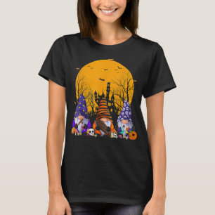 Three Gnomes Happy Halloween Fall Candy Corn Pumpk T-Shirt