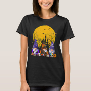 Three Gnomes Happy Halloween Fall Candy Corn Pumpk T-Shirt