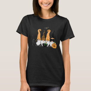 Three Gnomes Happy Halloween Fall Candy Corn Pumpk T-Shirt