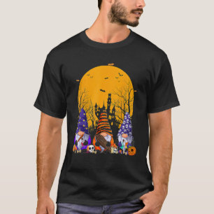Three Gnomes Happy Halloween Fall Candy Corn Pumpk T-Shirt