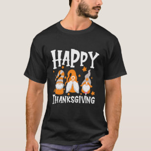 Three Gnomes Happy Thanksgiving Autumn Pumpkin T-Shirt