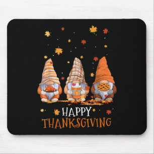 Three Gnomes Happy Thanksgiving Day Fall Autumn Gn Mouse Pad