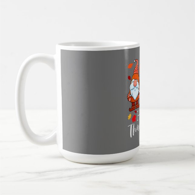 Three Gnomes Happy Thanksgiving Gnomes Fall Gnome Coffee Mug (Left)