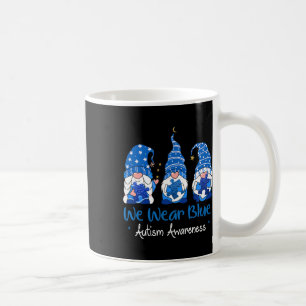 Three Gnomes Holding Blue Puzzle Autism Awareness Coffee Mug