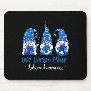 Three Gnomes Holding Blue Puzzle Autism Awareness  Mouse Pad