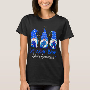 Three Gnomes Holding Blue Puzzle Autism Awareness T-Shirt