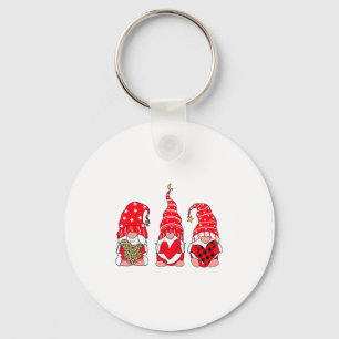 Three Gnomes Holding Heart Leopard Happy Valentine Key Ring