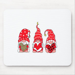 Three Gnomes Holding Heart Leopard Happy Valentine Mouse Pad