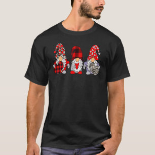 Three Gnomes Holding Heart Leopard Happy Valentine T-Shirt