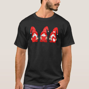 Three Gnomes Holding Heart Valentine's Day For Wom T-Shirt