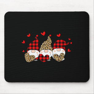 Three Gnomes Holding Hearts Leopard Happy Valentin Mouse Pad
