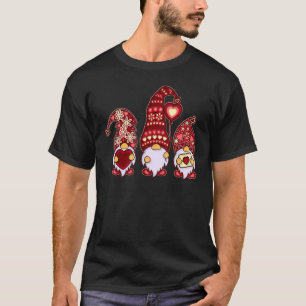 Three Gnomes Holding Leopard Heart & Plaid Valenti T-Shirt